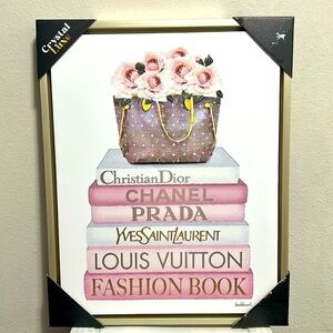 Crystal Luxe Fashion Style Bookstack On Canvas  Wall Art print Canvas